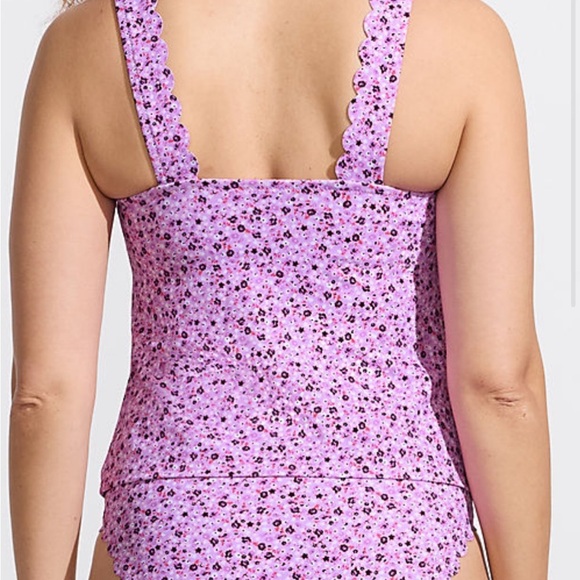 Land's End Swimsuit Set Tugless Tankini Scallop Trim  high waisted bottoms - Picture 2 of 12